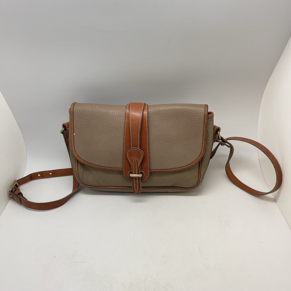Vintage Dooney & Bourke All Weather Leather Crossbody Bag-Pebbled Saddle Tan